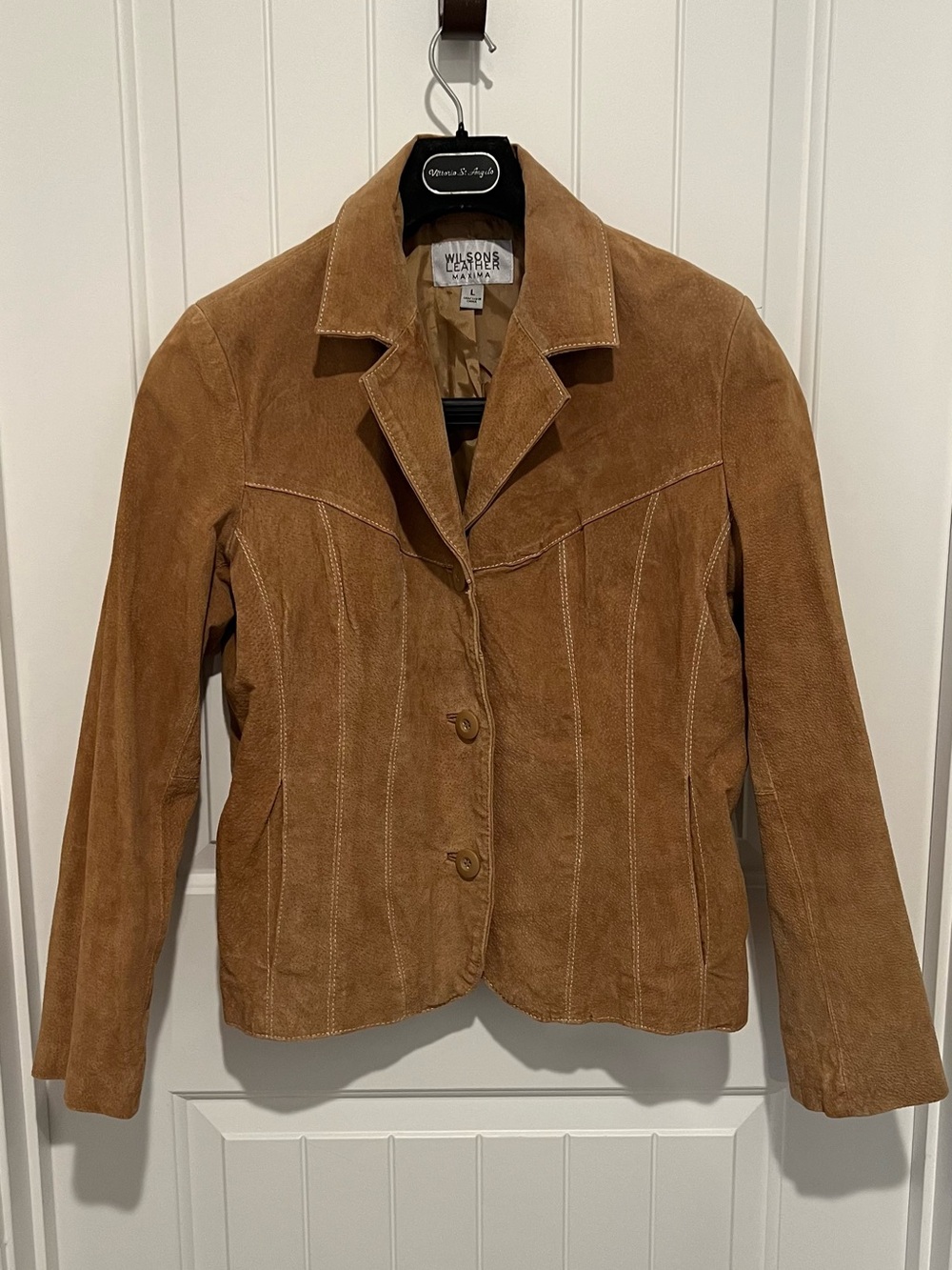 Wilson Tan Leather Suede Maxima Women’s Large Blazer